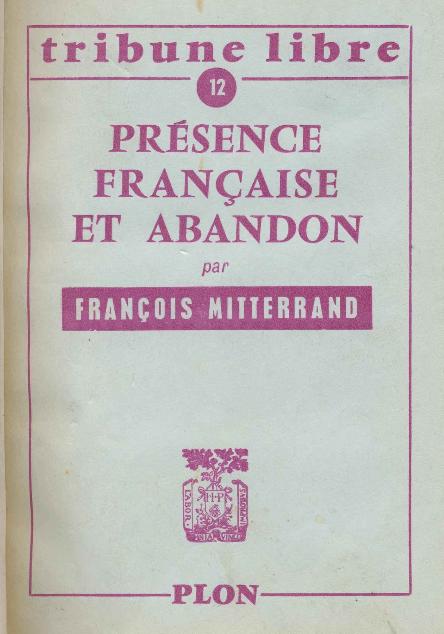 Présence française et abandon – Institut François Mitterrand